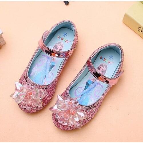 Disney childrens Sandals cartoon frozen princess non-slip soft sole crystal sequin sandals girls party shoes