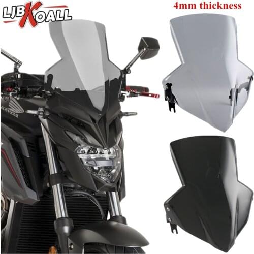 For Honda CB650F CB 650 F CB 650F 2014 2015 2016 2017 2018 ABS Windscreen Windshield Shield Protector with Bracket Black Smoke