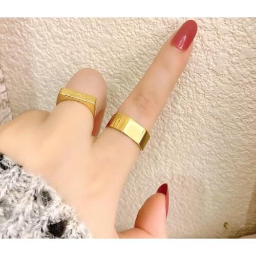 Women Stainess Steel Jewlery Wave Band Ring Titanium With 18 K Gold Designer T Show Club Party Rare Elegance Japan Korean