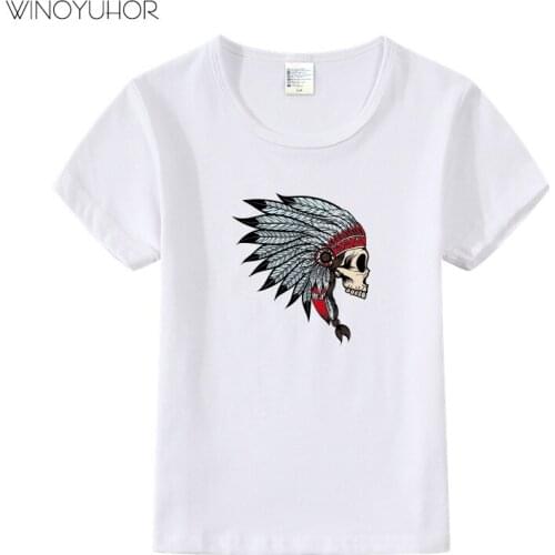 Indian Skeleton T-Shirt Kids Boys Girls Funny Skull T Shirts 2020 New Summer Short Sleeve O-neck Clothes Children Punk T Shirts