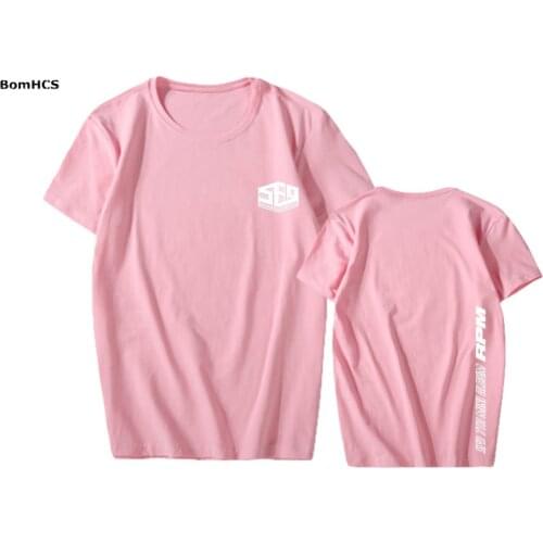 BomHCS Kpop SF9 RPM Cotton T-shirt Basic Tee Unisex Fanmade Printed Short Sleeve Shirts Sports Tops (Black Pink Grey White)