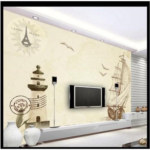 Customized 3d wallpaper 3d tv wall paper murals Sailing the lighthouse adornment picture wallpaper