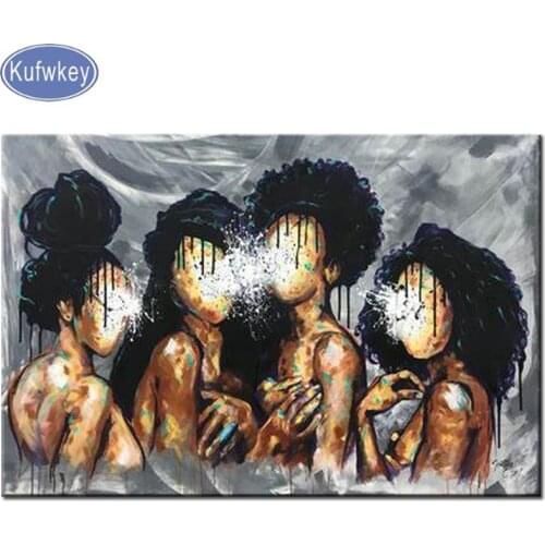 Rhinestone mosaic portrait African woman pattern diy Diamond painting Cross stitch Full Square Diamond art sisters pictures