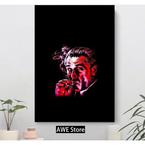 Classic movie Robert De Niro smoking mafia gangster Goodfellas painting Painting On Canvas Posters Prints Cuadros Home Decor