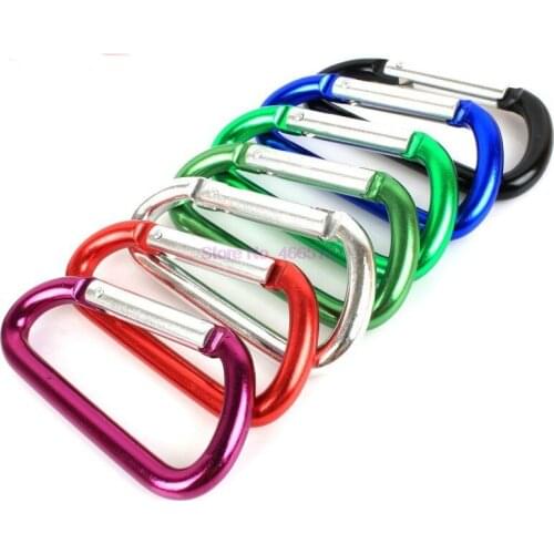 By dhl 3000pcs Outdoor Multi Colors D Type Safety Buckle with lock Aluminium Alloy Climbing Button Carabiner Camping Hiking Hook