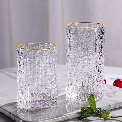 Glacier pattern embossed glass, Nordic juice bubble water coffee cup, whiskey red wine glass, creative bark pattern wine glass