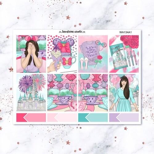 7pcs Rotating tea cup amusement park Weekly list label Decorative Sticker DIY Stationery sticker Scrapbooking album Stickers