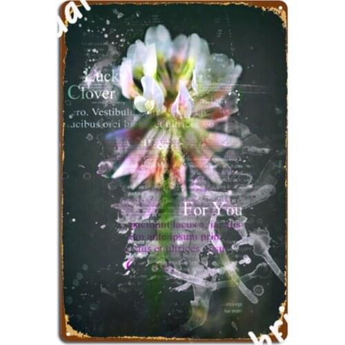 Lucky Clover Shamrock Flower Typography Art Metal Signs Wall Mural create pub Garage Wall Decor Tin sign Posters