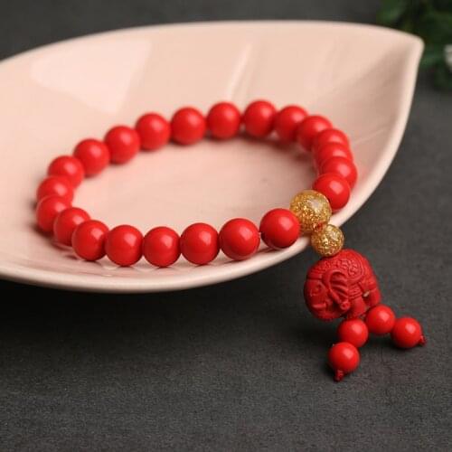 Natural Genuine Red Jasper Round Semi-precious Stones Cinnabar Beads Bracelet for Women Men Yoga Jewelry Gifts