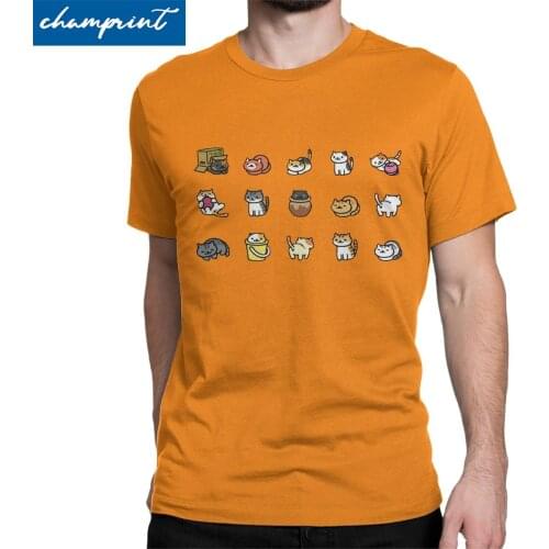 Neko Atsume Kawaii Cat Game Kitty Collector T-Shirt for Men Funny Cotton Tees Round Neck Short Sleeve T Shirt Gift Idea Clothes