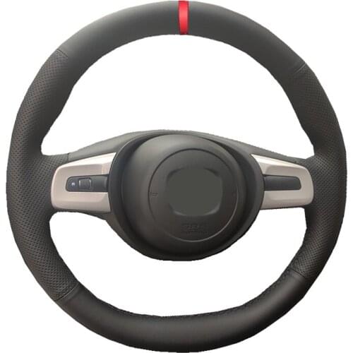 Hand Sewing Car Steering Wheel Wrap For Honda Fit 2021 Volant Braid on the Steering wheel Black Artificial Leather Car Protector