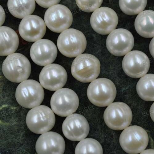 Wholesale 9mm near round white real freshwater pearl strands free shipping