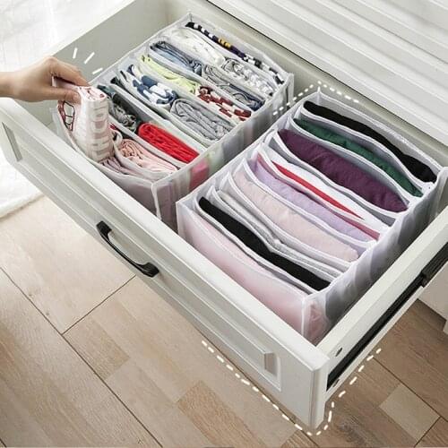 Jeans Compartment Storage Box Closet Clothes Drawer Mesh Separation Box Stacking Pants Drawer Divider Can Washed Home Organizer
