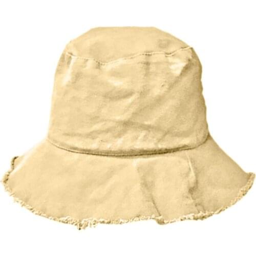 Fashion Women Summer Foldable Bucket Hat Solid Color Hip Hop Wide Brim Beach UV Protection Round Top Sunscreen Fisherman Cap
