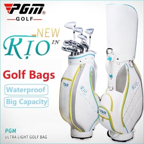 Pgm Women Golf Bag High Quality Pu Golf Clubs Bags Korean Waterproof Golf Standard Bag Sports Cart Club Airbag Holds 13 Clubs
