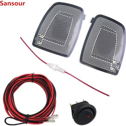 DC 12V Car mirror heater Electric Glass Heated Pad Mat Defoggers Remove Side Mirror Heating Pad x 2pcs Sansour
