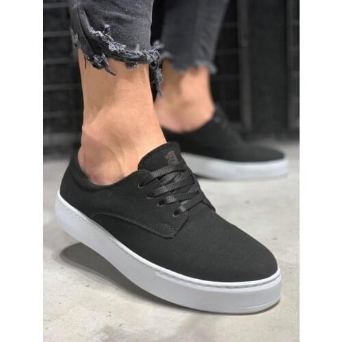 Knack Casual Male Shoes Black Suede (White Bottom) color Convenient Use Wedding Special Occasions Casual Elegant Trend Fashion Shoes 077