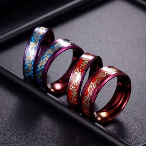 Jewelry couple His and Hers "Dragon and PHOENIX" Chinese style wedding ring set personality tungsten carbide carbon fiber ring