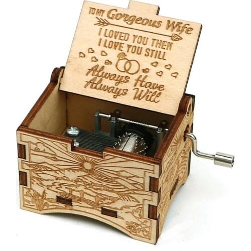 Drop Shipping Wooden Carved Hand music Box You Are My Sunshine Music Box To Lover To Daughter Birthday Gift Christmas Gift