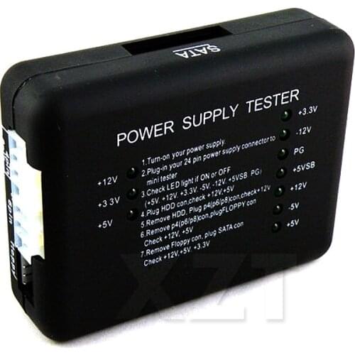 PZ PC Computer ATX SATA HDD Power Supply Testern PSU Diagnostic Tool testing for Anode Cathode LED Indication 20 24pin