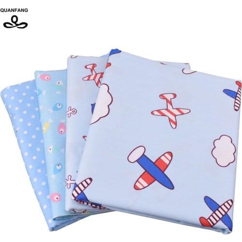 QUANFANG 4pcs/lot Cartoon Pattern Printed Twill Cotto Fabric For Patchwork ,DIY,quilts Cloth Quilting Sewing Baby Children bird