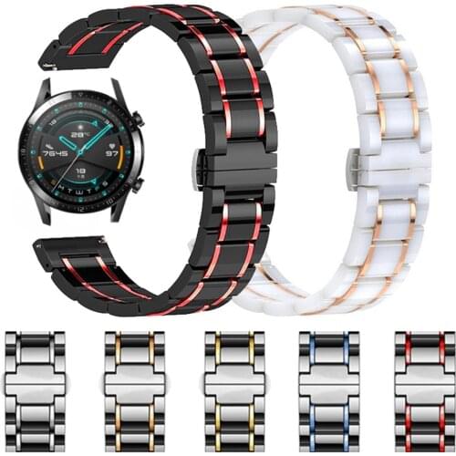Ceramic Classic Wrist Strap for HUAWEI WATCH GT 2 46mm 42mm Band Bracelet 20mm 22mm Bands for HONOR ES GS Pro Magic WristBand