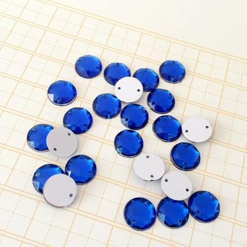 DIY 500pcs blue acrylic diamond button scrapbook circular double hole imitation diamond 10mm clothing decoration sewing-E449*5