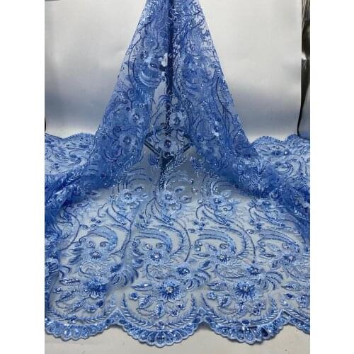 High-End Lace Fabric Sequins Embroidered Flowers French Tulle Mesh DIY Sewing Design Wedding Dress Party Skirt 5 Yards Wholesale