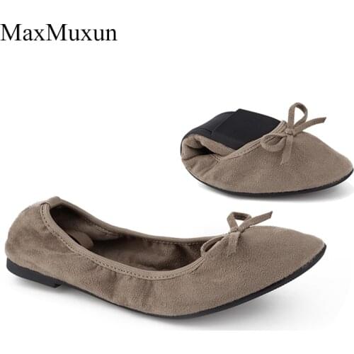 Maxmuxun Women Winter Black Foldable Ballet Flats Elastic Bowtie Ballerina Dolly Shoes After Party Flats For Dance Wedding Guest