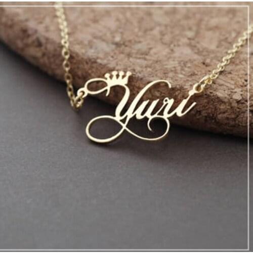 16 18 20 22 Inch Personalized Memorial Signature Name Necklaces For Women Crown Jewelry Stainless Steel Custom Ketting Bff Gifts