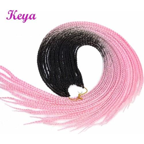 24 Inch Crochet Ombre Box Braids Synthetic Crochet Hair Extensions 24 Strands Heat Resistant Fiber Pink Braiding Hair For Women