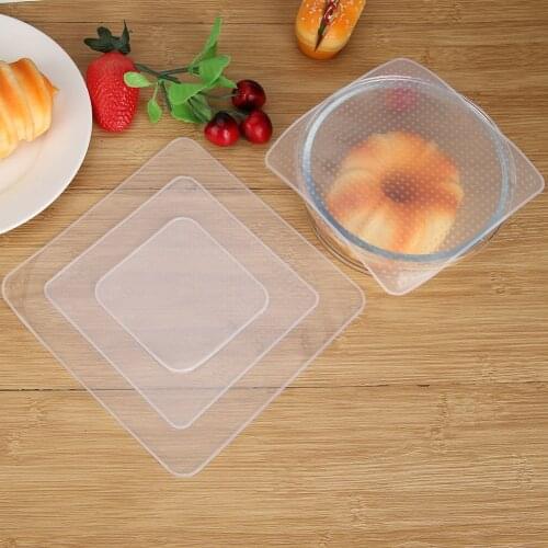 4pcs/set Multi-functional Reusable Silicone Stretch Cling Film Saran Wrap Kitchen Oven Fridge Seal Bowl Cover Pad Cup Covers