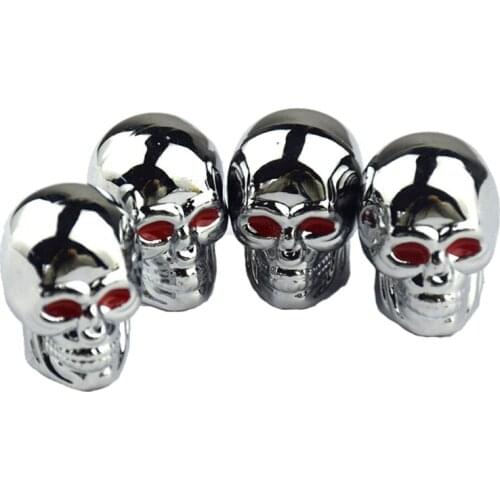 4pcs/set Universal Style Car Skull Anti-rust Motorcycle Copper Core Car Wheel Tires Valve-Stem Airtight Covers 40GF