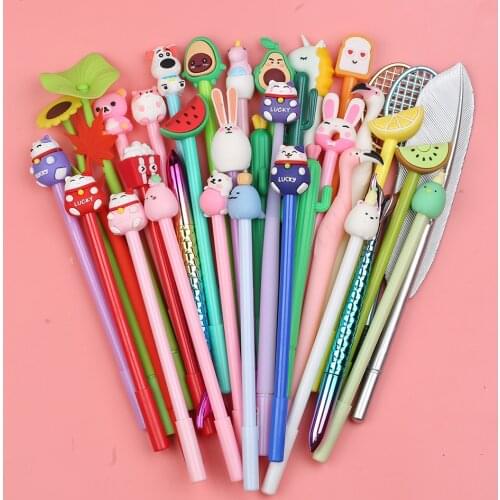 48Pcs Novelty Funny Gel Pens Cute Kawaii Rollerball Ballpoint Fancy Sloth Cactus Koala Cat Unicorn School Cool Stationery Thing