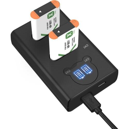 KingMa NP-BX1 Battery (2pack ) and LCD USB Dual Charger For Sony FDR-X1000VR/X1000V/X3000R DSC-RX100/RX100M2/RX100M3/RX100M4/RX1