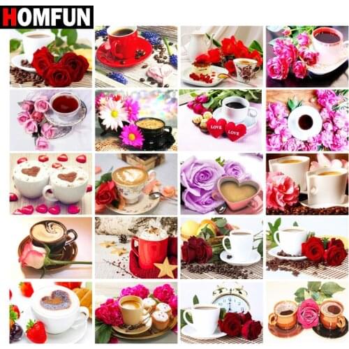 OMFUN Diy 5d Diamond Painting "Coffee flower landscape" Cross Stitch Square Round Diamond Embroidery Handwork Rhinestone Art