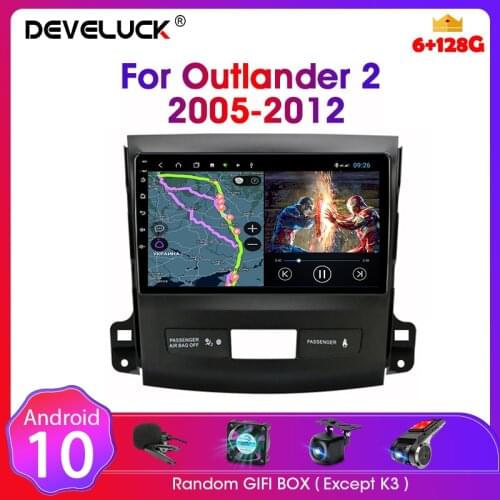 9" 2 Din Android 10 Car Radio Navigation GPS Multimedia Player RDS DSP 4G WIFI DVD For Mitsubishi Outlander Xl 2 CW0W 2005-2012