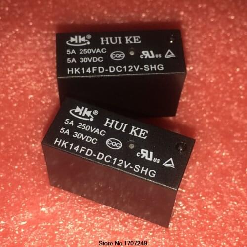 Free Shipping 100% new original relay 10pcs/lot HUIKE Power relay HK14FD-DC12V-SHG 8PIN 5A 12V universal G2R-2 12 V