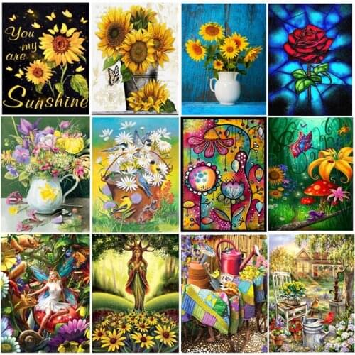 Diamond Mosaic Sunflower Full Square Drill Diamond Painting Flower Rhinestone Cross Stitch Kit Handmade Gift Home Decoration