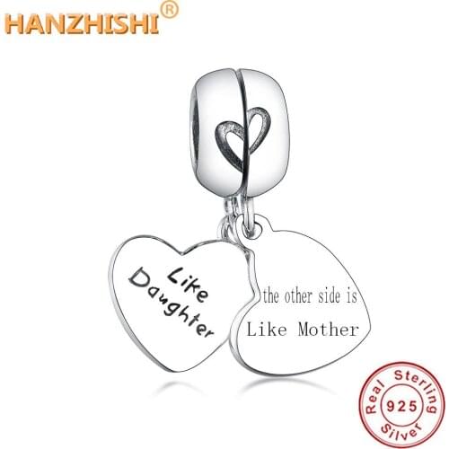 Wholesale Price Authentic 925 Sterling Silve Bead Like Mother & Like Daughter Pendant Charm Fit Bracelet Bangle