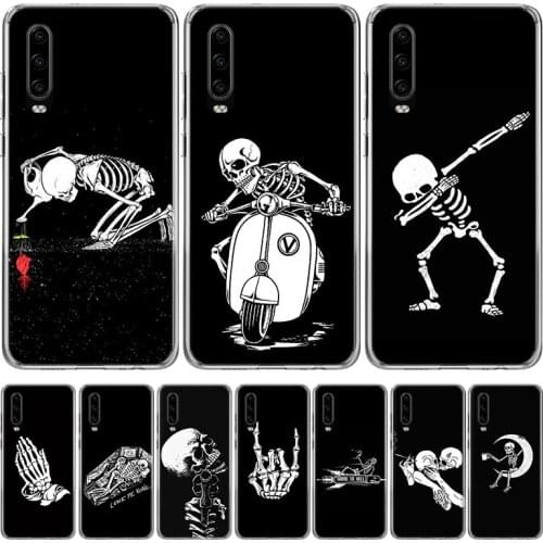 Spooky Skull Funny Dance Skeleton Phone Case for Huawei P40 P30 P20 Mate 30 20 10 Pro P10 Lite P Smart Z + 2019 Gift Coque Cover