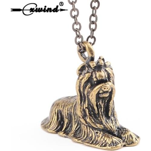 Cxwind Retro 3D Realistic Yorkshire Terrier Dog Necklaces & Pendants Puppy Dog Animal Charm Pet Necklace Women Christmas Gift