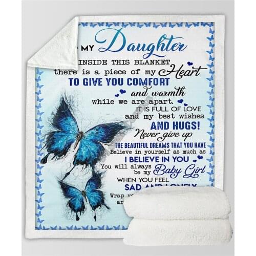 To My Daughter 3D Printed fleece blanket Beds Hiking Picnic Thick Fashionable Bedspread Sherpa Throw Blanket Drop Shipping 04