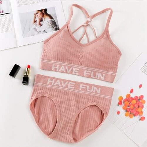 Sexy Women Bra Panties Set Push Up Sports Seamless Bra Set Active Bra Women Fitness Top Underwear Lingerie Set