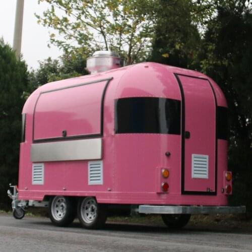 Food Trailer Mobile Kitchen Food Truck Coffee Ice Cream Snack Street Bubble Tea Food Cart Airstream Stainless Steel Van For Sale