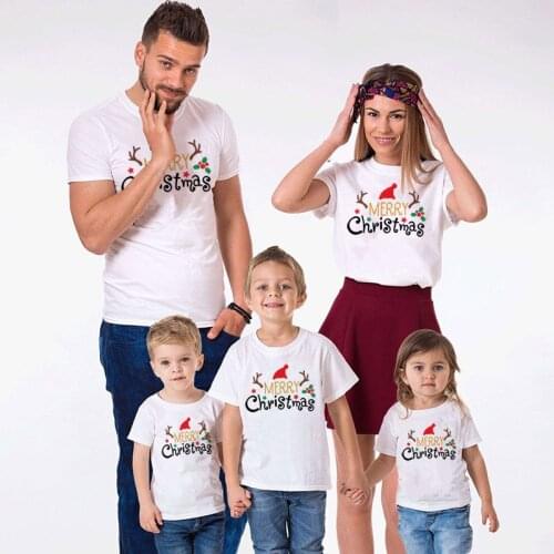 Mommy Daddy Daughter Son Funny Match T-shirt Clothes Mom Dad Kids Baby Outfit 1pcs Merry Christmas Family Matching Tshirt