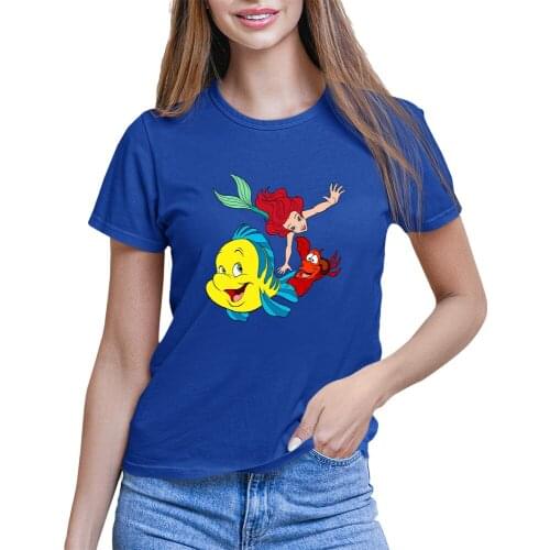 Sebastian Flounder Ariel Little Mermaid Print Fashion Lady Clothes 7 Colors Tshirt Female Harajuku Tee Top Girls Graphic Women T