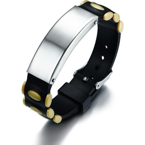 Titanium steel curved brand adjustable length silicone bracelet B00633