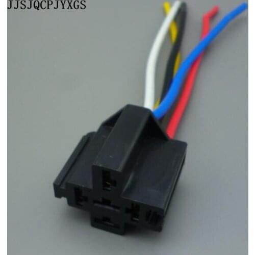 JJSJQCPJYXGS Car Auto Vehicle 5 Pin Relay Socket Holder with 5Pcs 6.3mm Copper Terminal with wire