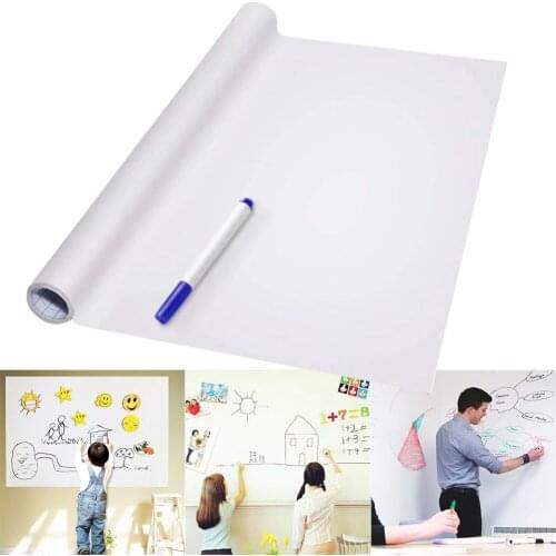 PVC Back Sticky White Board Roll Up Reusable Erasable Message Board Remind Memo Pad Writing Drawing Board for School Home